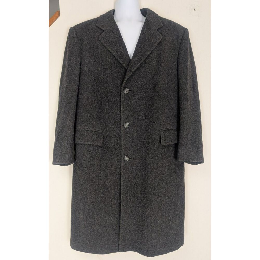 Vintage Kuppenheimer Overcoat Heavy Gray Wool Top Coat Size 44 R Union Made Usa